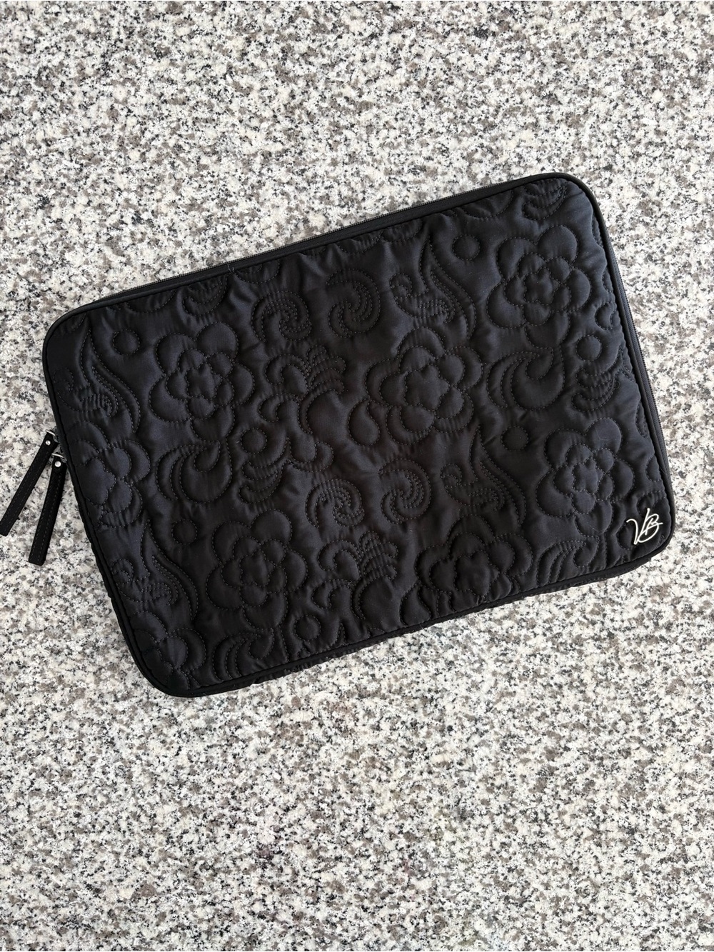 Vera Bradley—Black Quilted Floral Zip-Around Laptop Case